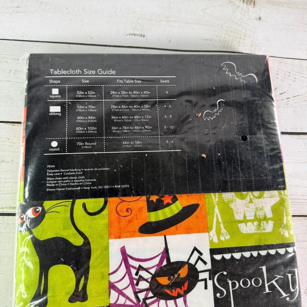 Elrene Halloween Trick or‎ Treat Patchwork Tablecloth 60x84 Flannelback PEVA